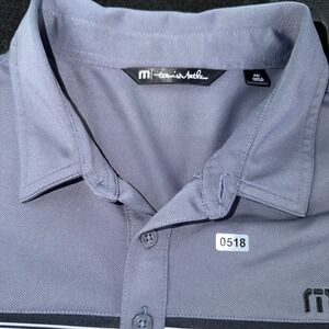Travis Mathew Mens XXL Golf Polo Shirt Gray White Stripe Short Sleeve